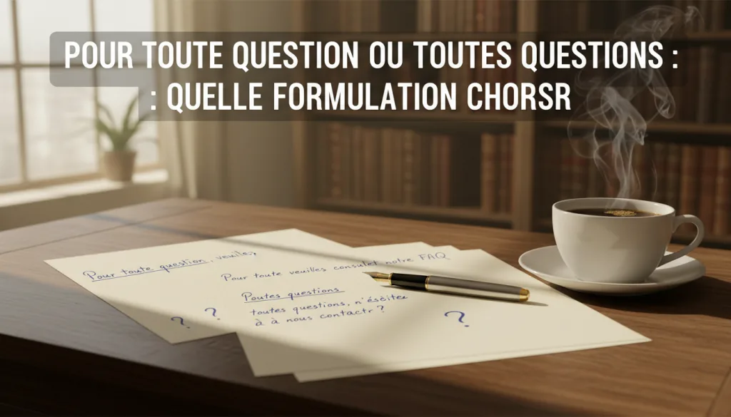 découvrez quelle formulation utiliser entre « pour toute question » et « toutes questions » pour bien exprimer vos demandes en français.
